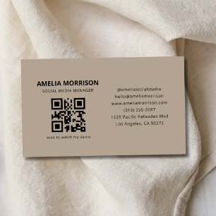 Cartão De Visita Código QR moderno - Sand Professional minimalista