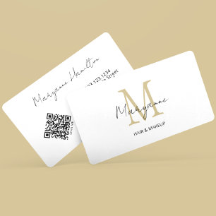 Cartão De Visita Código QR Monograma Ouro Branco