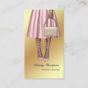 Cartão De Visita Código QR Monograma Rosa e Dourado Feminino