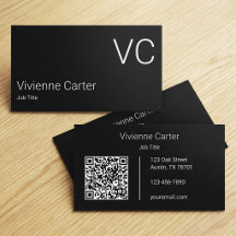 Código QR Monograma Simples Preto e Branco Minimal