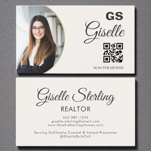 Cartão De Visita Código QR neutro do agente imobiliário
