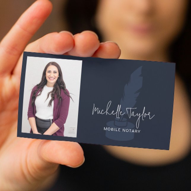 Cartão De Visita Código QR notarial do Marinho profissional moderno (Business Card with Notary Logo Design)