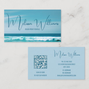 Cartão De Visita Código QR Onda do Mar Iniciais