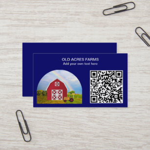 Cartão De Visita Código QR País Fazenda Vermelho Barn Azul Nome do 