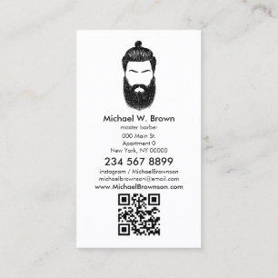 Cartão De Visita Código Qr para barba de barba de hipster