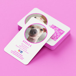 Cartão De Visita Código QR para Cachorro de Foto Moderno 2 Pet Soci