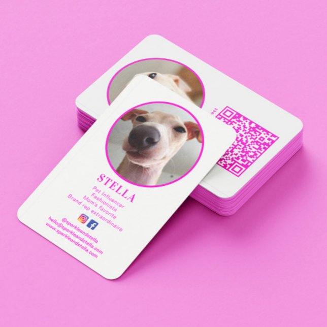 Cartão De Visita Código QR para Cachorro de Foto Moderno 2 Pet Soci (Criador carregado)