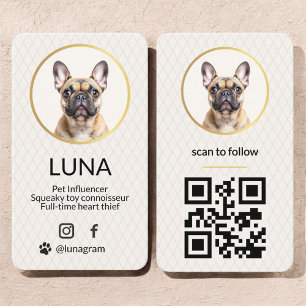Cartão De Visita Código QR para Imagens Douradas de Cachorros Pet S