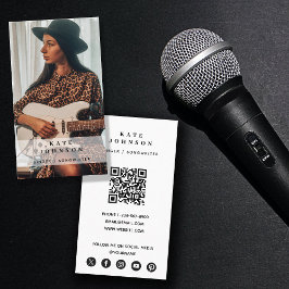 Cartão De Visita Código QR para Imprensa Musical Cantora Foto Socia