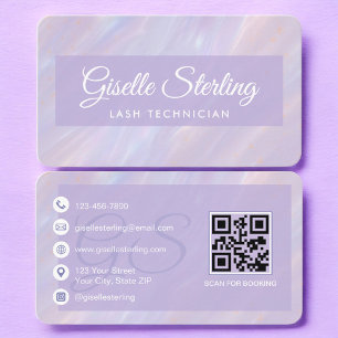 Cartão De Visita Código QR Pastel Roxo Lash Tech
