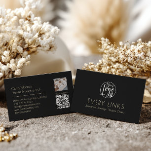 Cartão De Visita Código QR permanente de joias de ouro negro elegan