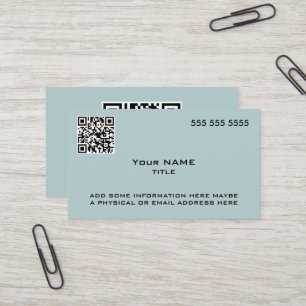 Cartão De Visita Código QR personalizado azul moderno