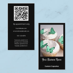 Cartão De Visita Código QR personalizado da pasta de Cupcakes perso