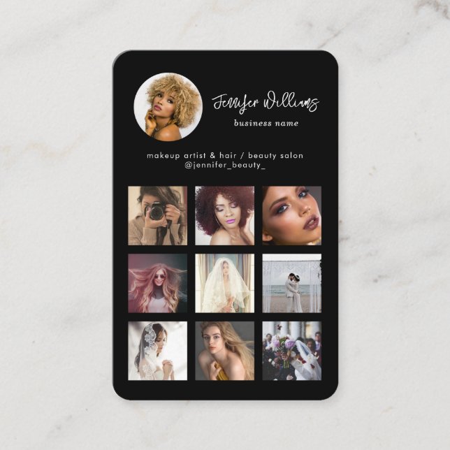 Cartão De Visita Código QR personalizado de mídia social e foto pre (Frente)