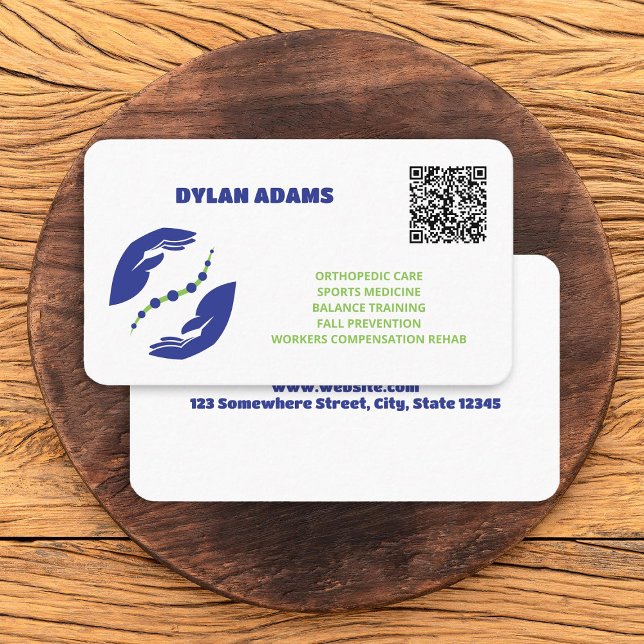 Cartão De Visita Código QR personalizado de terapêutica física (Physical Therapy Custom QR Code Business Cards)