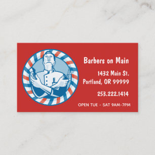 Cartão De Visita Código QR personalizado do Crachá de Barber Retroa