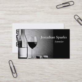 Cartão De Visita Código QR Personalizado do Frasco de Vinho Sommeli