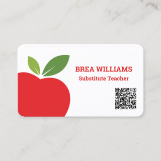 Cartão De Visita Código QR Personalizado do Professor Substituto do