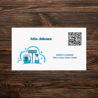 Cartão De Visita Código QR Personalizado dos Serviços de Limpeza