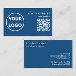 Cartão De Visita Código QR personalizado Logotipo comercial Azul mo