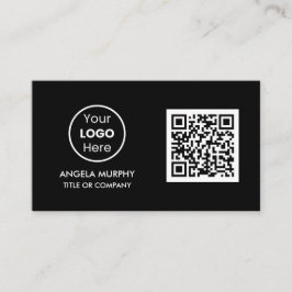 Cartão De Visita Código QR personalizado Logotipo comercial | Black