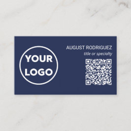 Cartão De Visita Código QR personalizado Logotipo comercial Marinho