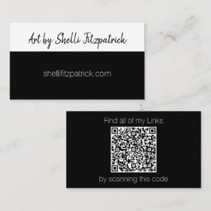 Cartão De Visita Código QR personalizado mínimo preto e branco