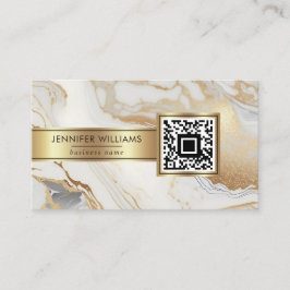 Cartão De Visita Código QR Personalizado Moderno Elegante de Marble
