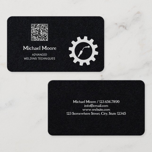 Cartão De Visita Código QR Personalizado Premium de Soldadura (Frente/Verso)