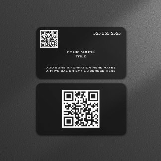 Cartão De Visita Código QR personalizado preto moderno