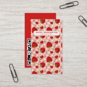 Cartão De Visita Código QR personalizado - Vertical de Morango Cuja