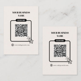 Cartão De Visita Código QR personalizável Preto e Bege Link do Site