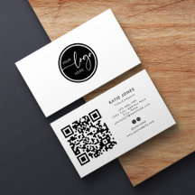 Código QR Preto Branco Personalizado Círculo Seu L