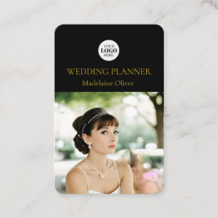 Cartão De Visita Código QR Preto de Foto do Planejador de Casamento