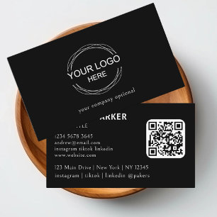 Cartão De Visita Código QR preto e branco