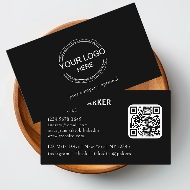 Cartão De Visita Código QR preto e branco (QR Code Black & White Business Card)