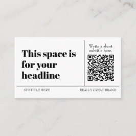 Cartão De Visita Código QR Preto e Branco Simples Personalizável Mo