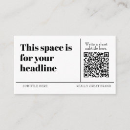 Cartão De Visita Código QR Preto e Branco Simples Personalizável Mo