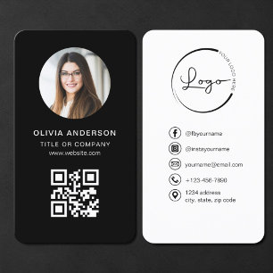 Cartão De Visita Código QR Preto Foto