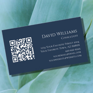 Cartão De Visita Código QR Preto Minimalista Moderno