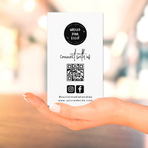 Cartão De Visita Código QR Preto Minimalista Moderno Conecte-se Con