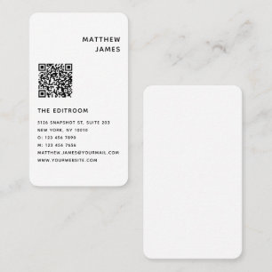 Cartão De Visita Código QR Preto Mínimo Preto Preto Simples Moderno