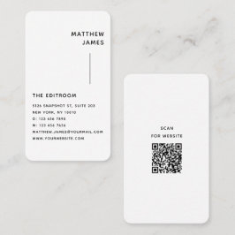 Cartão De Visita Código QR Preto Mínimo Preto Preto Simples Moderno