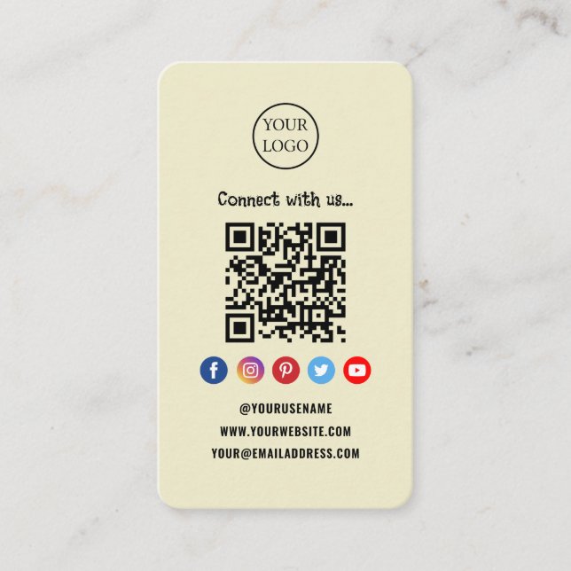 Cartão De Visita Código Qr Professional Mídia social Conecte-se con (Frente)