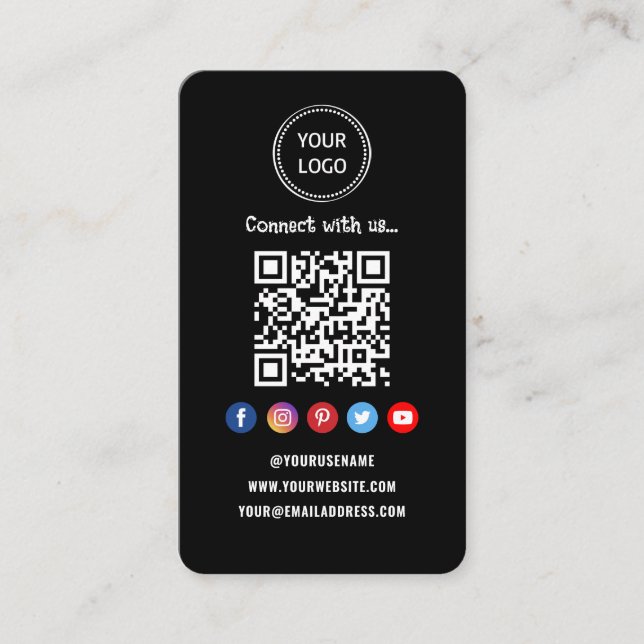 Cartão De Visita Código Qr Professional Mídia social Conecte-se con (Frente)
