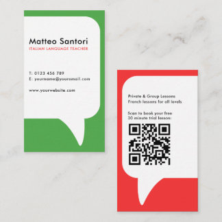 Cartão De Visita Código QR Professor de Língua Italiana