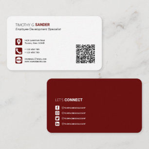 Cartão De Visita Código QR profissional com ícone de mídia socia