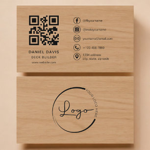 Cartão De Visita Código QR Profissional Construtor de Decks em Made