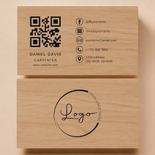 Cartão De Visita Código QR Profissional de Carpintaria