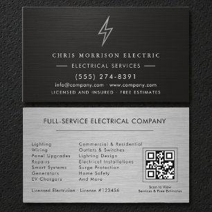 Cartão De Visita Código QR Profissional de Empresa Elétrica